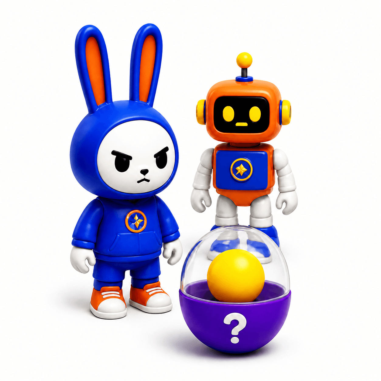 Limited-run collectible figures in a display case